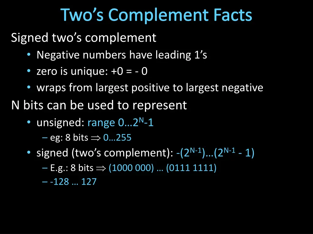 two s complement facts signed two s complement
