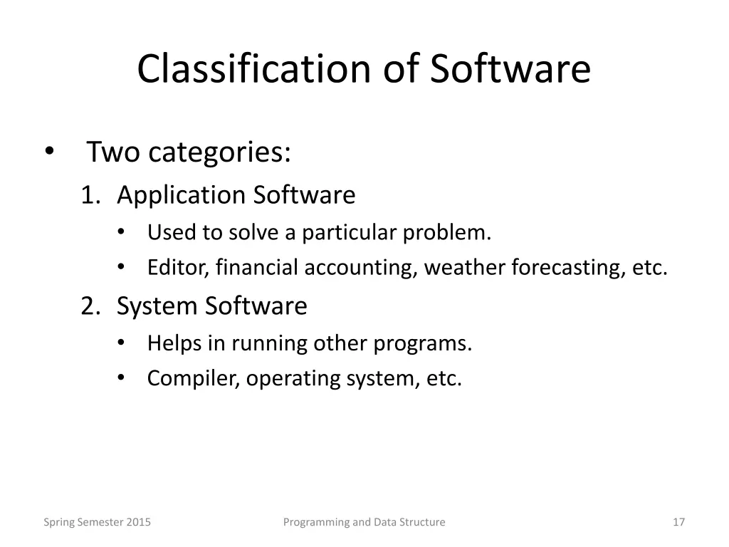 classification of software