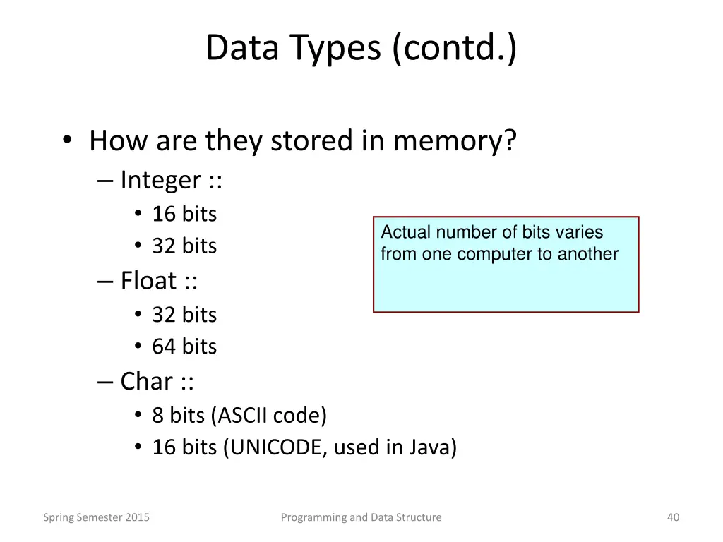 data types contd