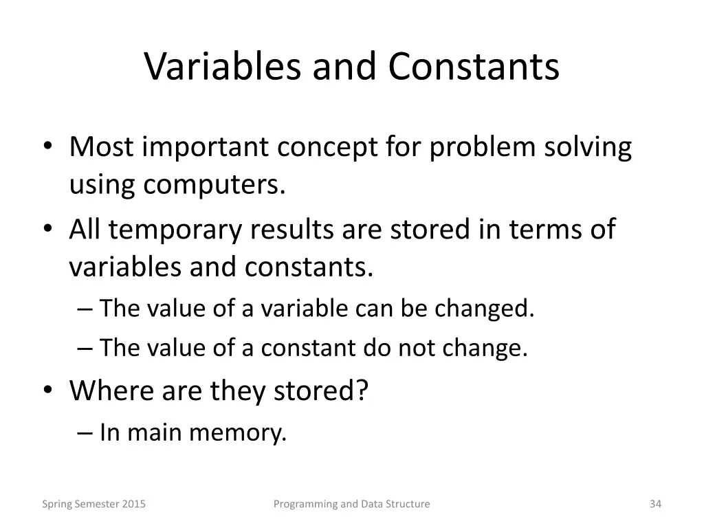 variables and constants