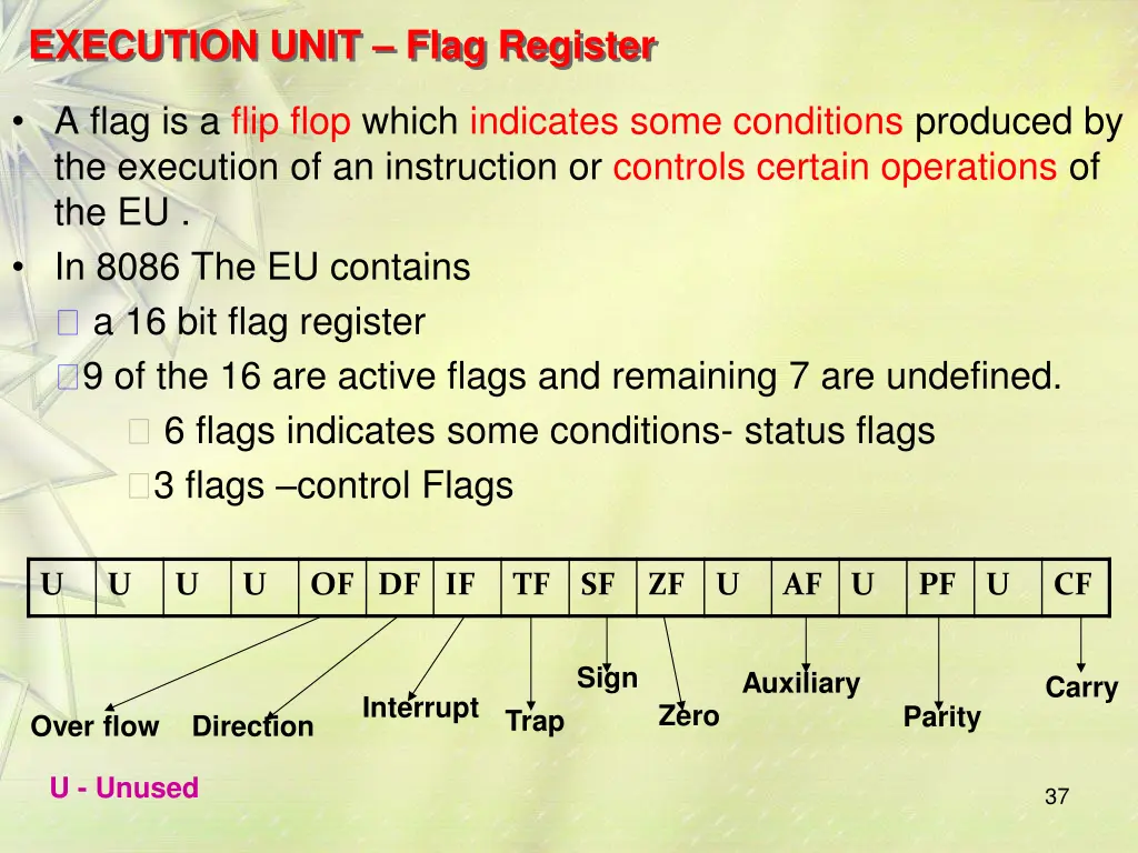 execution unit flag register