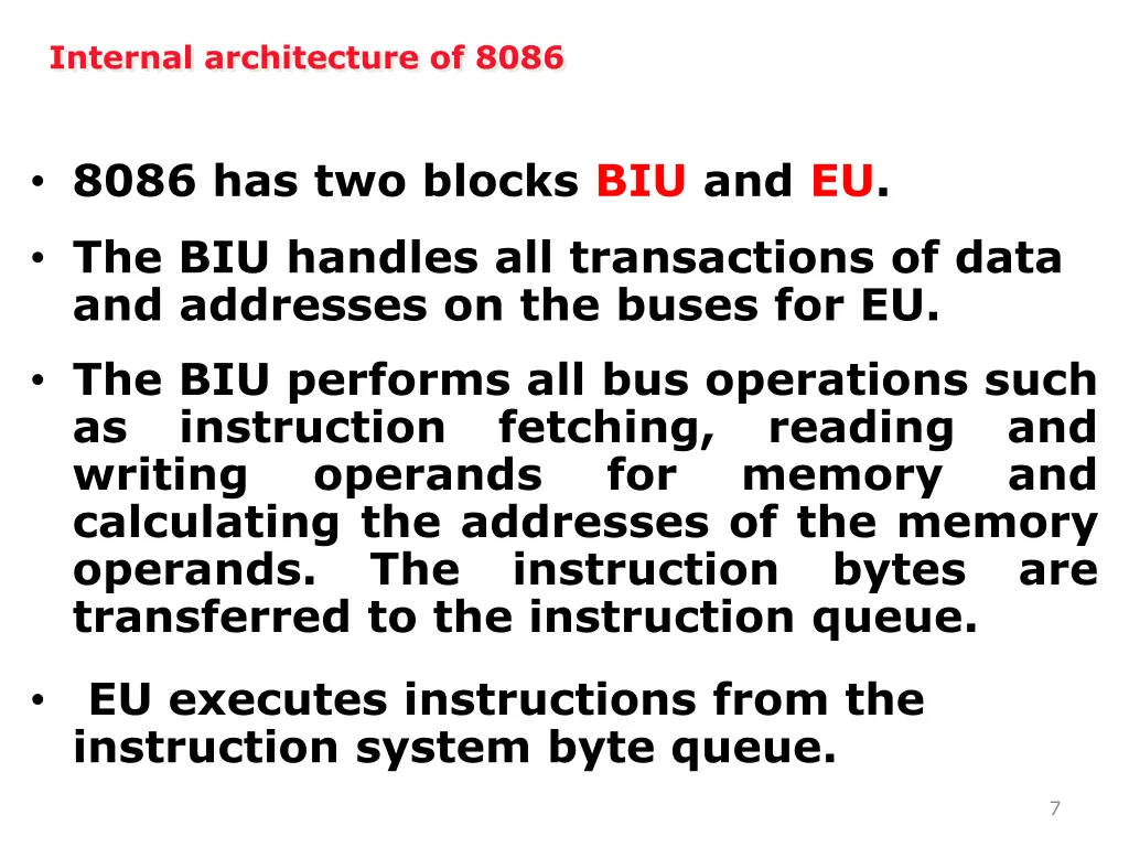 internal architecture of 8086