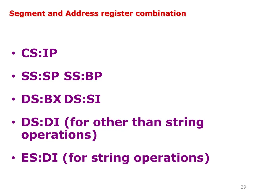 segment and address register combination
