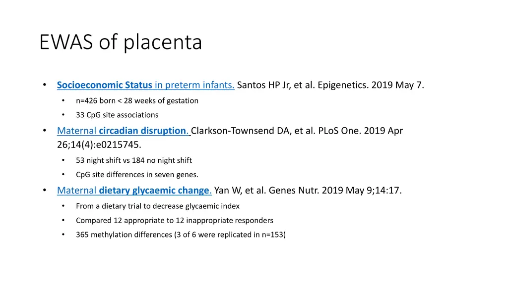 ewas of placenta