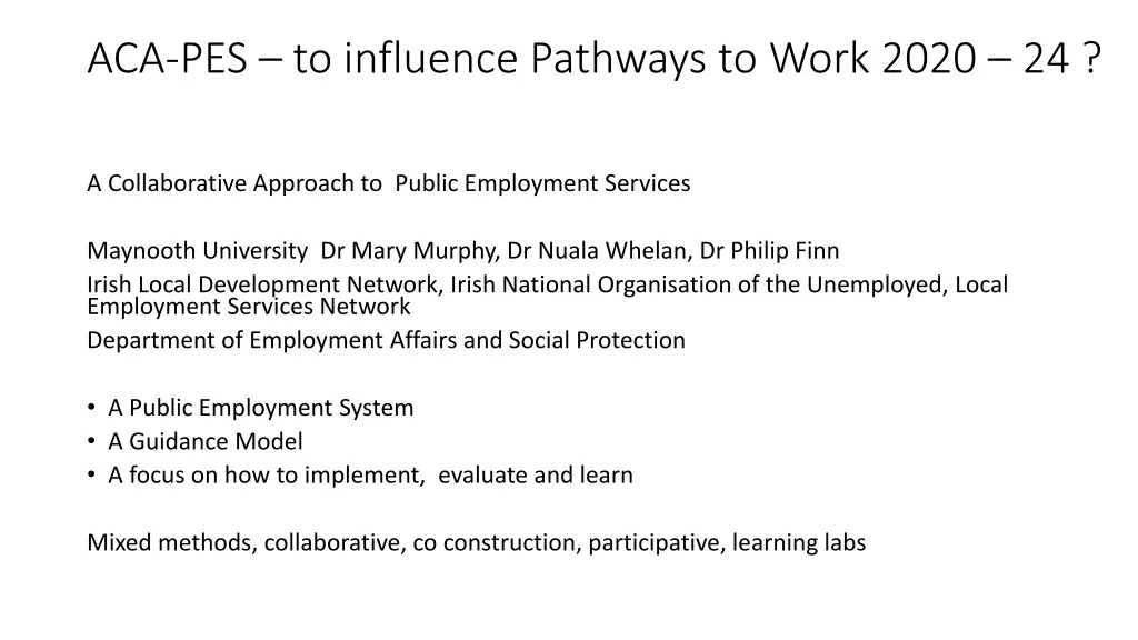 aca pes to influence pathways to work 2020 24