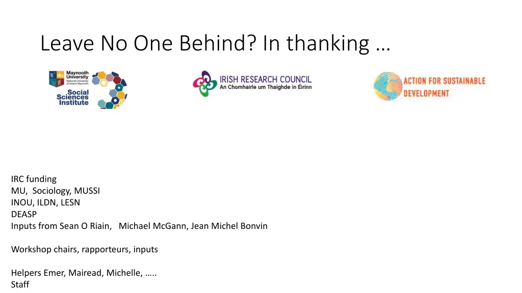 leave no one behind in thanking