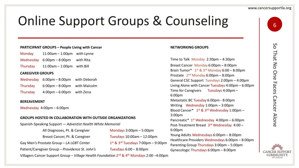 www cancersupportla org 1