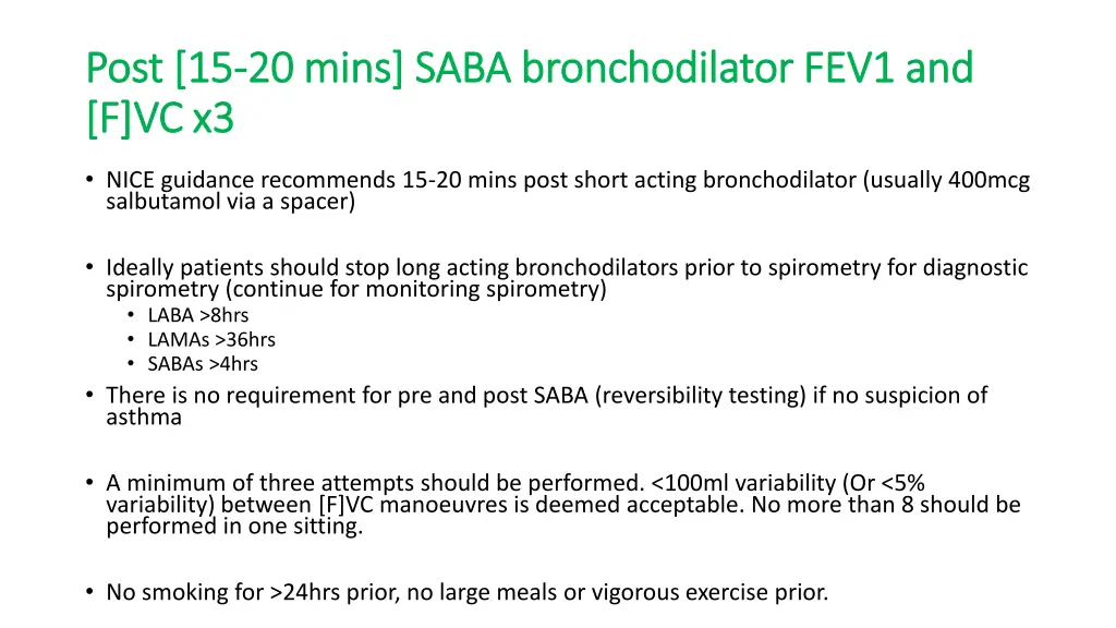 post 15 post 15 20 mins saba bronchodilator fev1