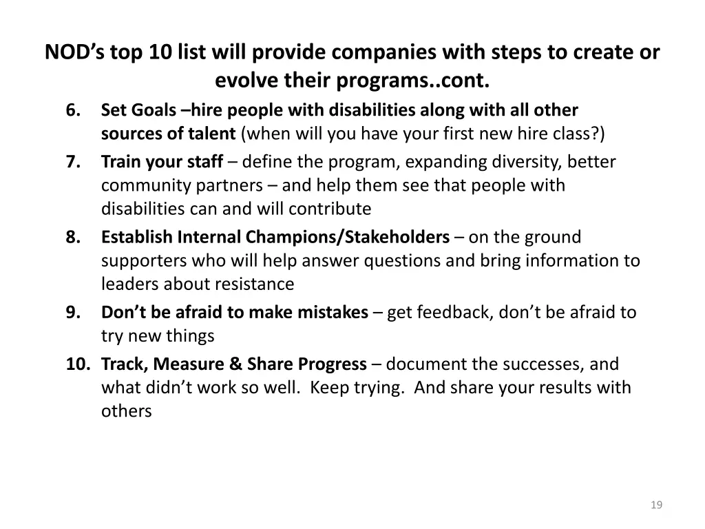 nod s top 10 list will provide companies with
