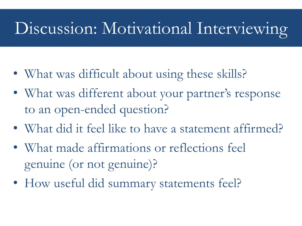 discussion motivational interviewing