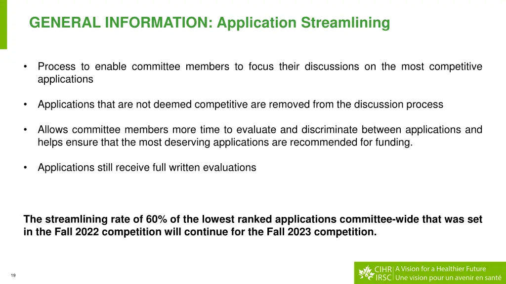 general information application streamlining