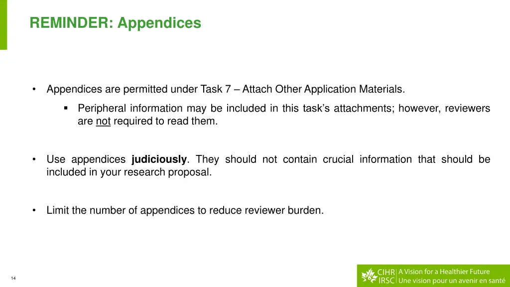 reminder appendices