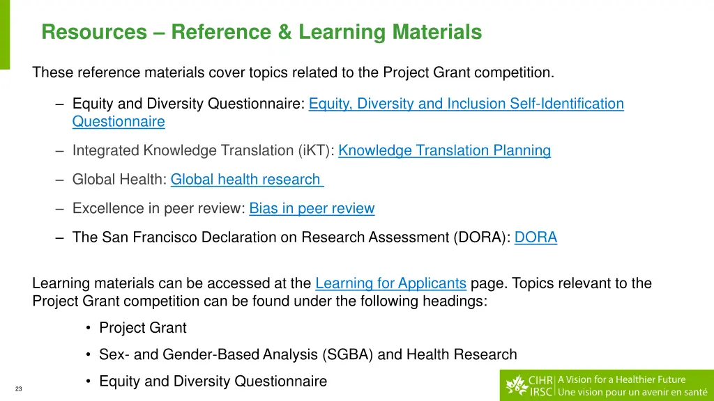 resources reference learning materials