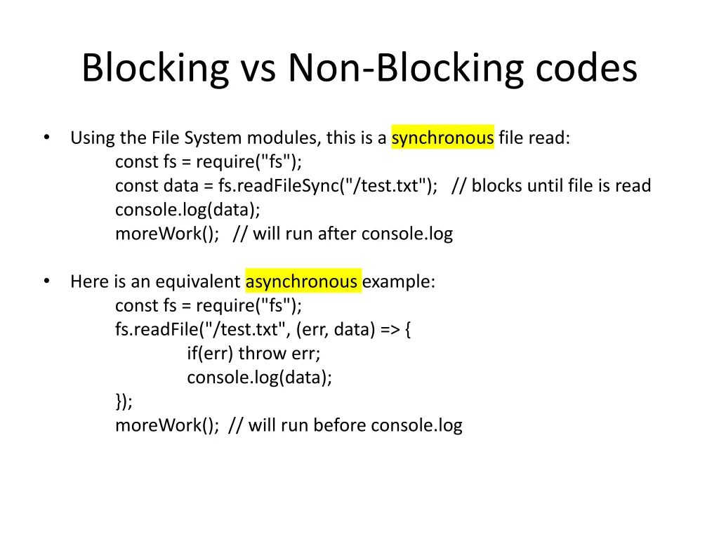 blocking vs non blocking codes