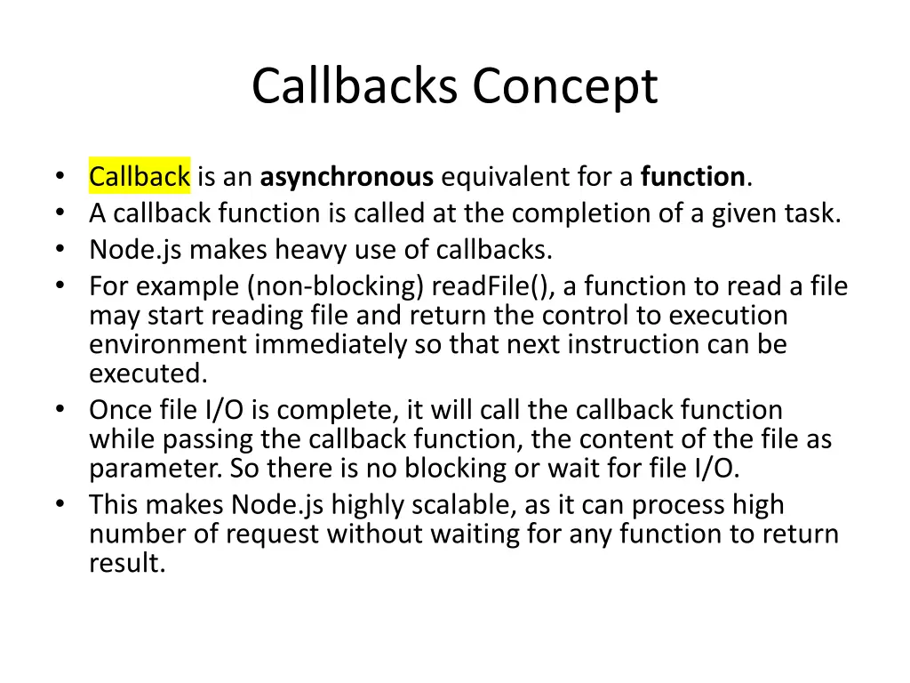 callbacks concept