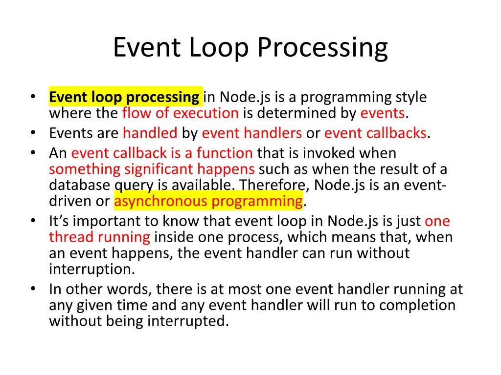 event loop processing