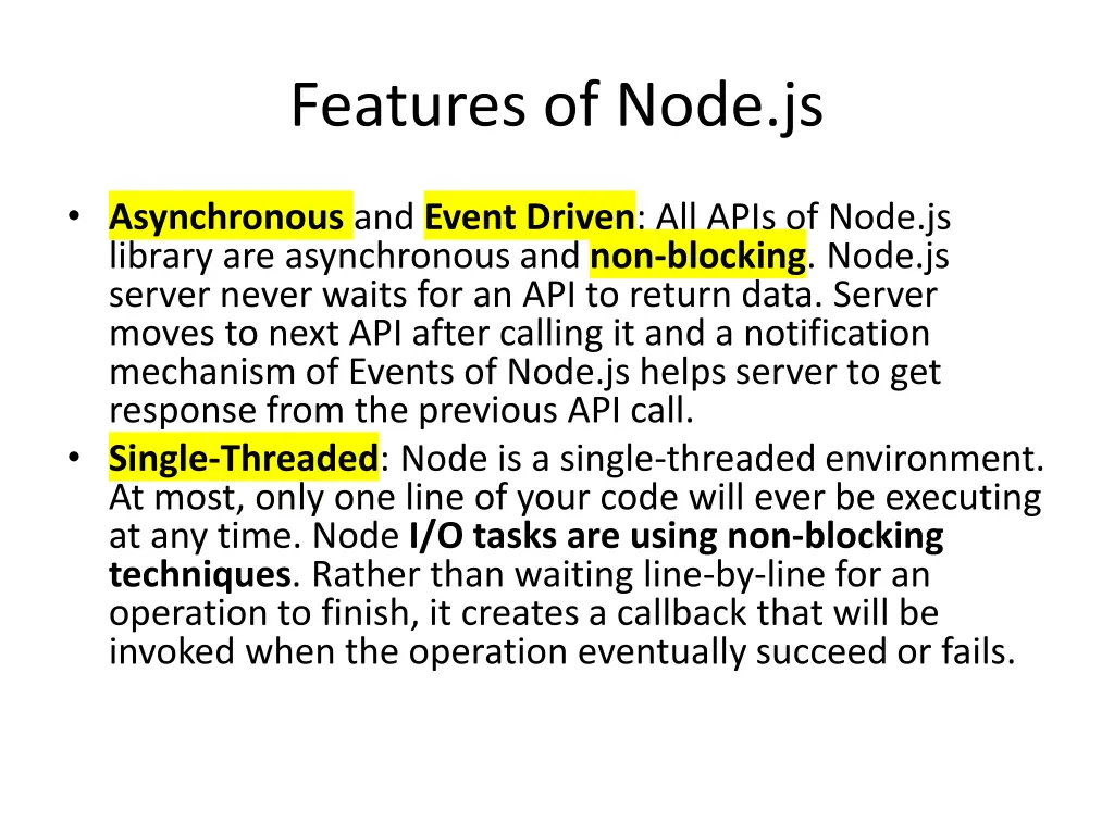 features of node js
