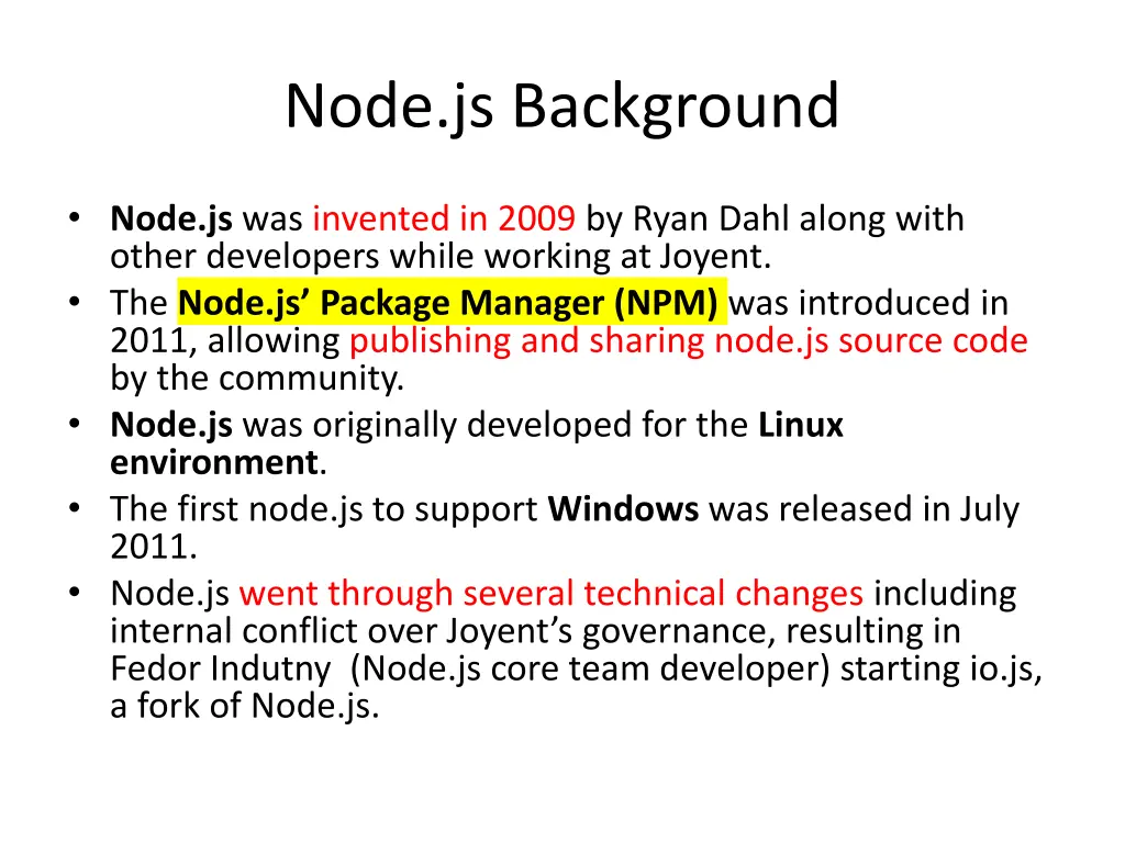 node js background