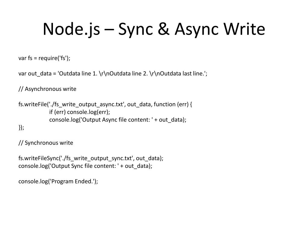 node js sync async write