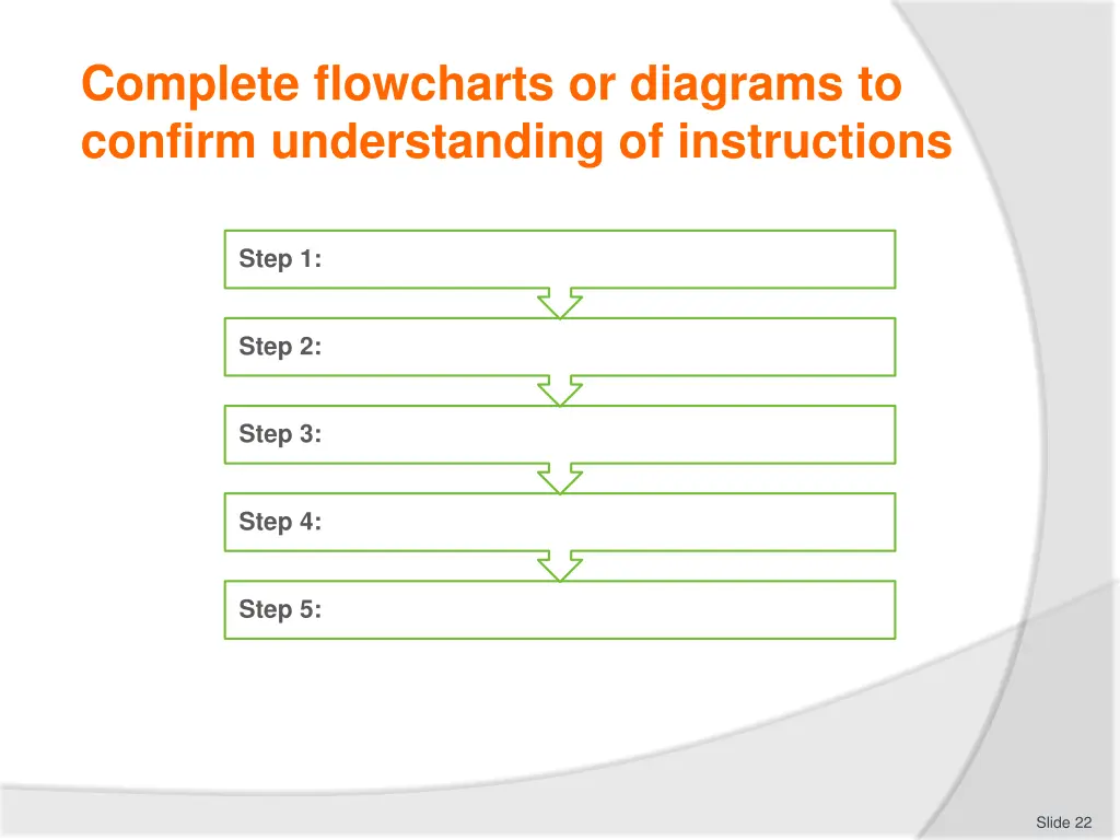 complete flowcharts or diagrams to confirm 5