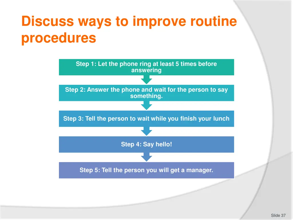 discuss ways to improve routine procedures 2