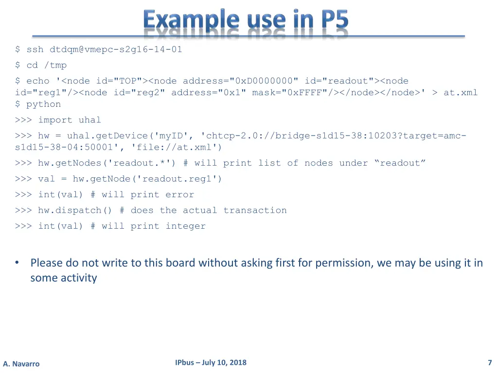 ssh dtdqm@vmepc s2g16 14 01 cd tmp echo node