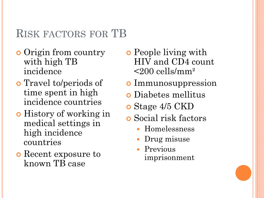 r isk factors for tb