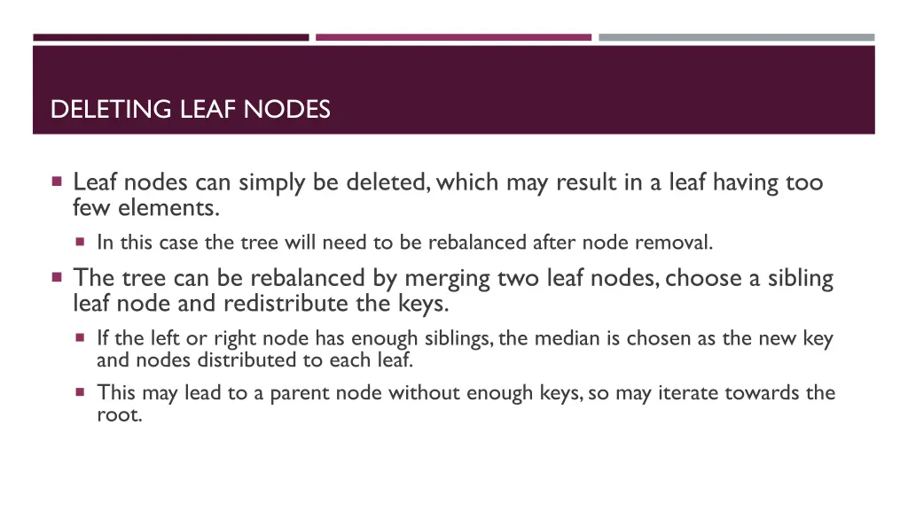 deleting leaf nodes