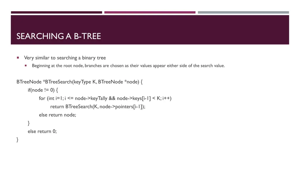 searching a b tree