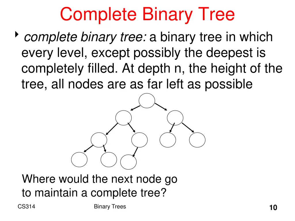 complete binary tree complete binary tree