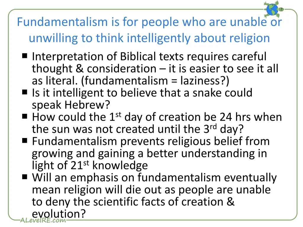 fundamentalism is for people who are unable