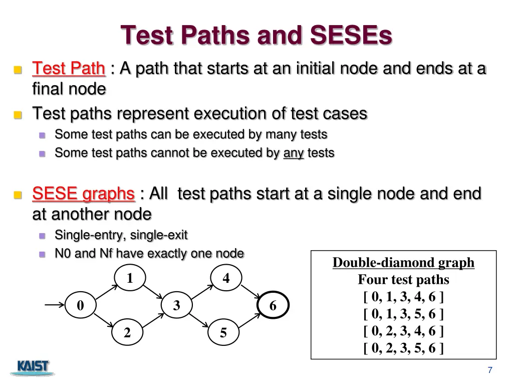 test paths and seses