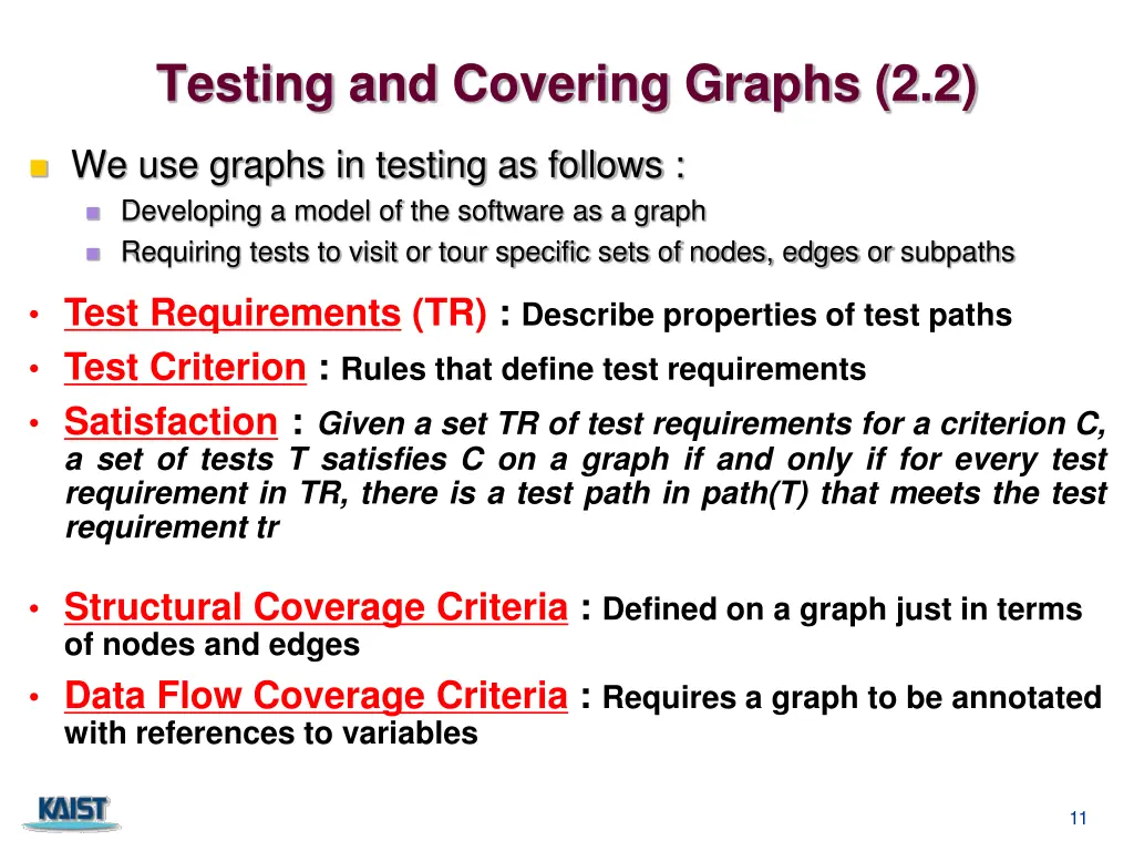 testing and covering graphs 2 2