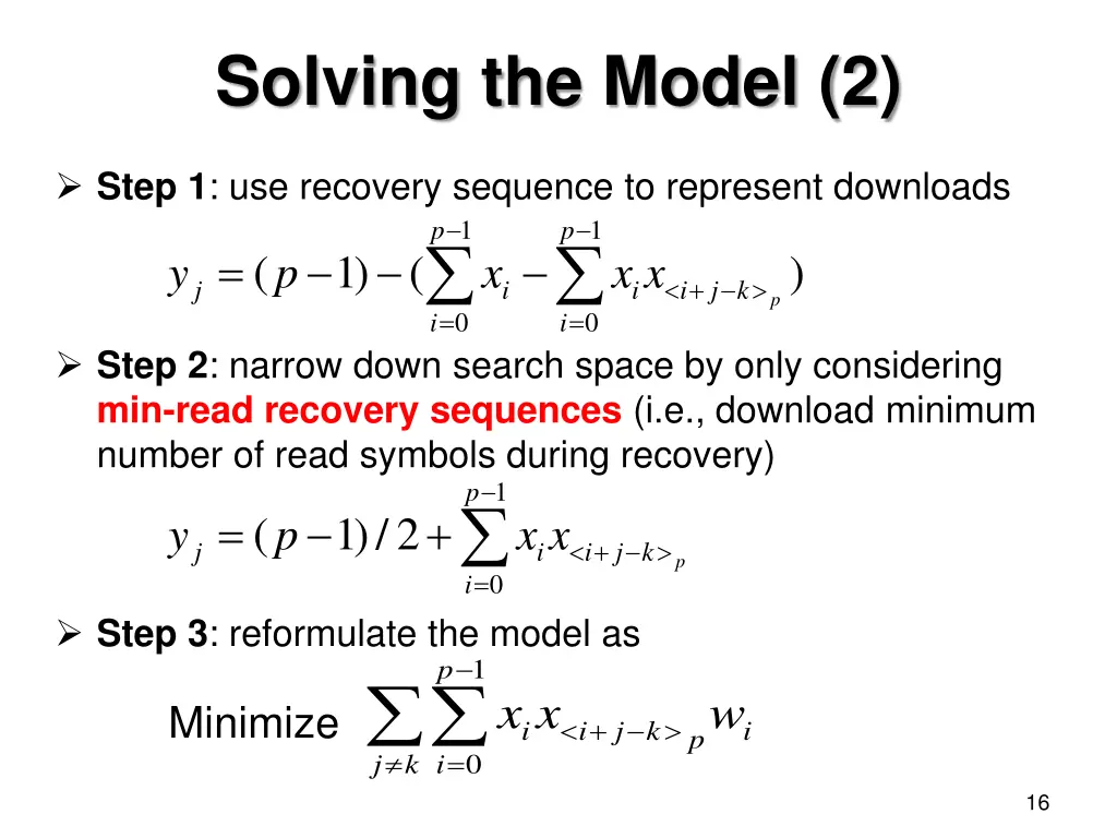 solving the model 2