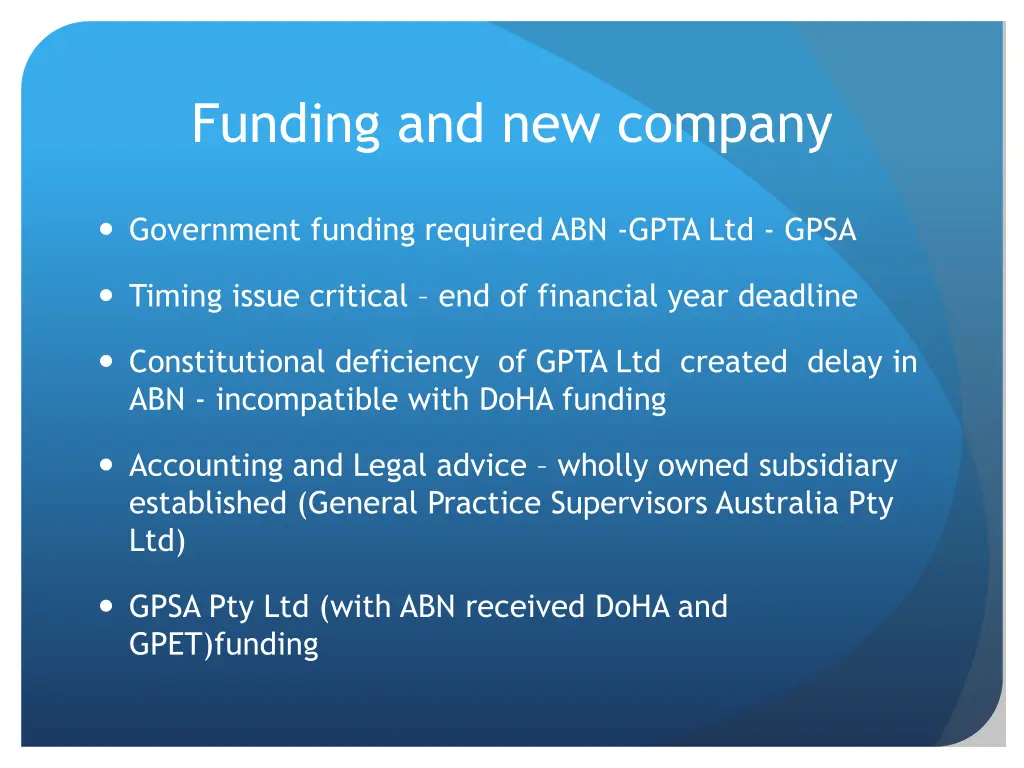 funding and new company