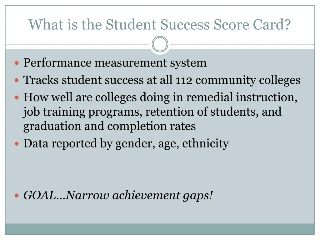 what is the student success score card