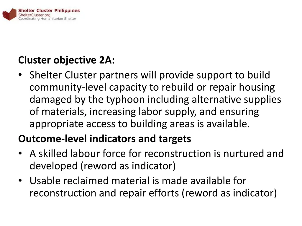 cluster objective 2a shelter cluster partners 1