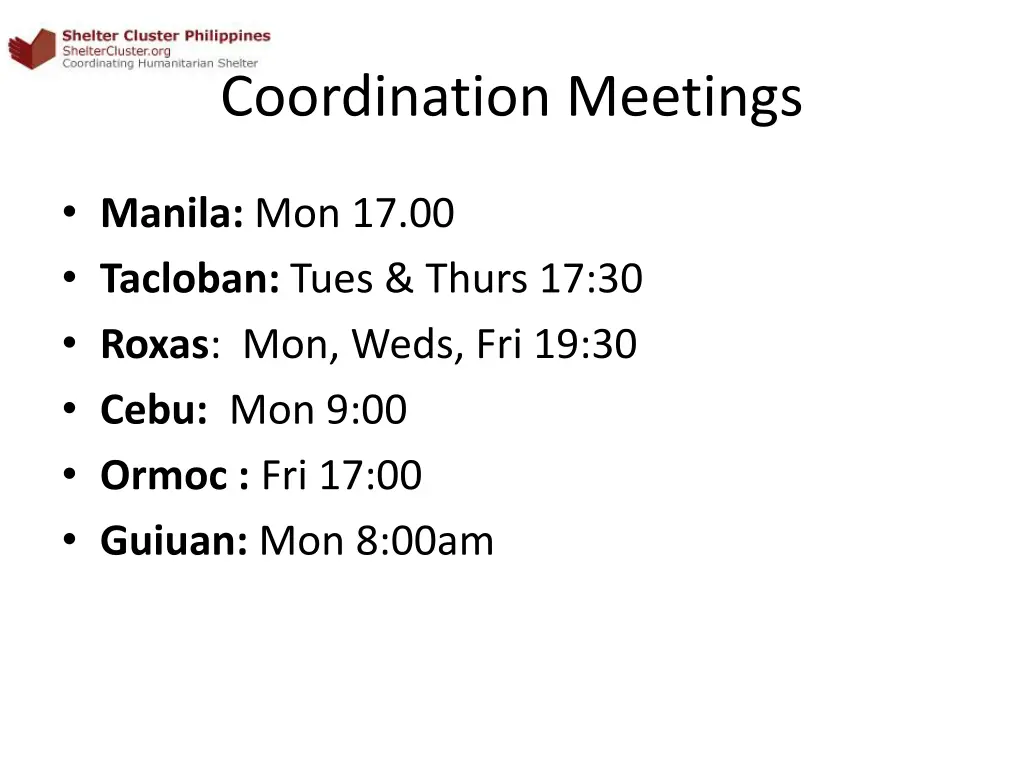 coordination meetings