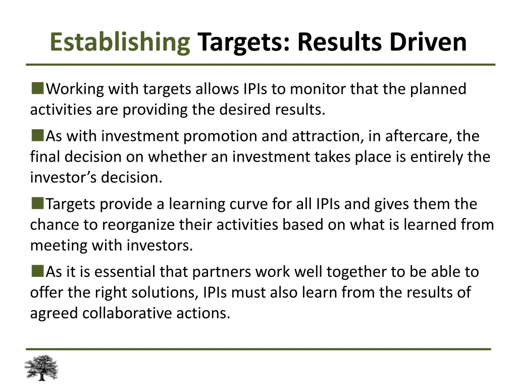 establishing targets results driven working with