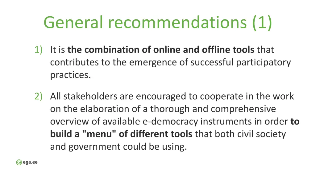 general recommendations 1