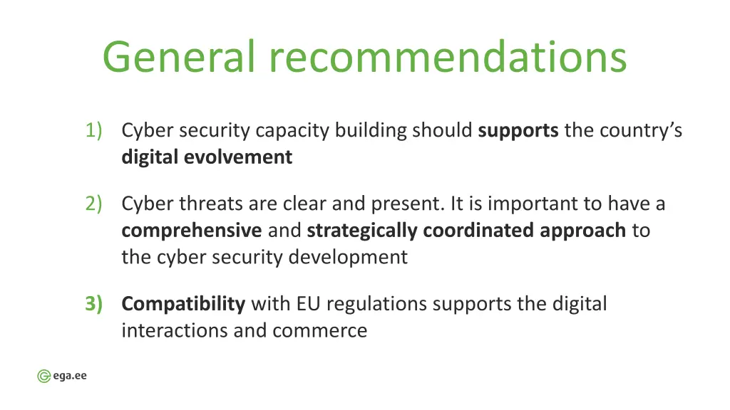 general recommendations