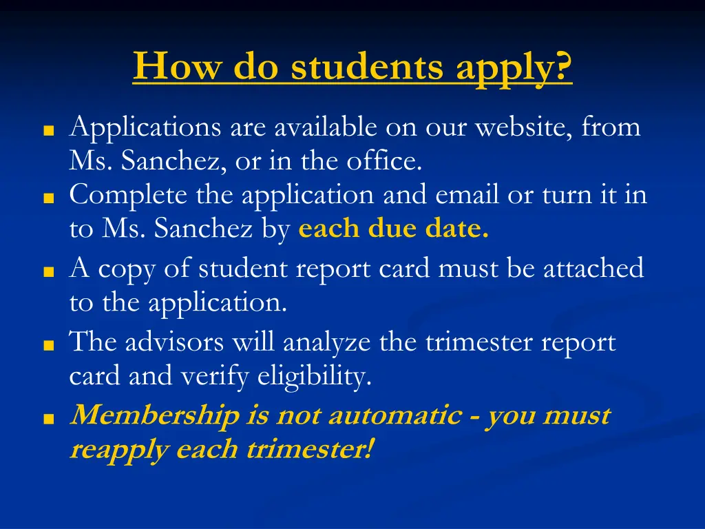 how do students apply