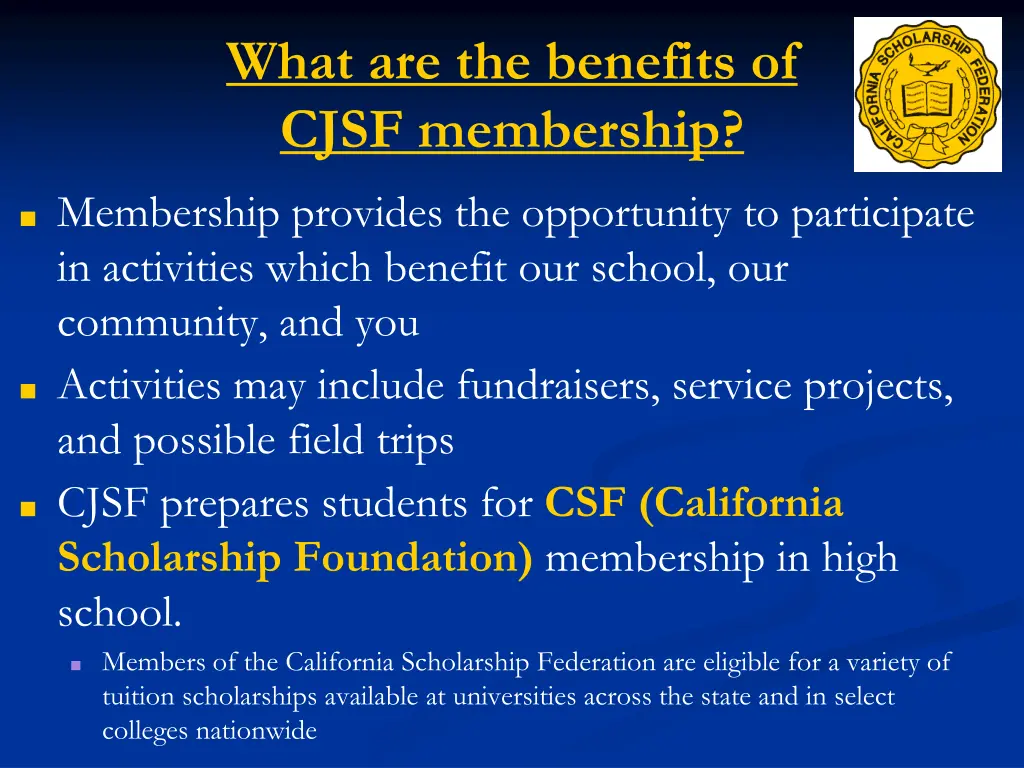 what are the benefits of cjsf membership