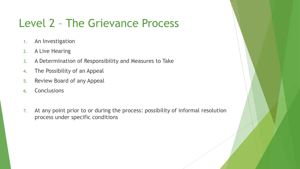 level 2 the grievance process