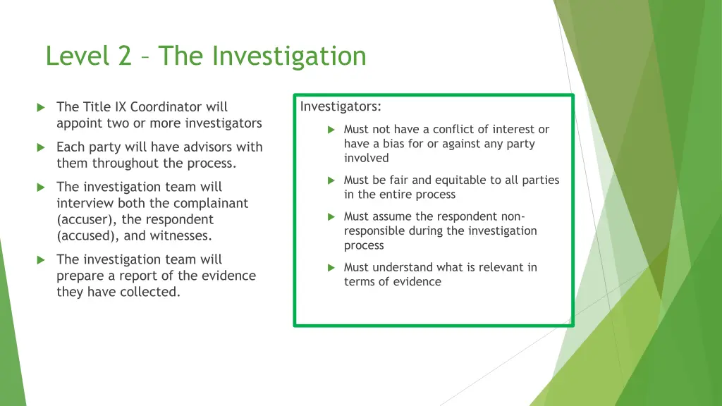 level 2 the investigation