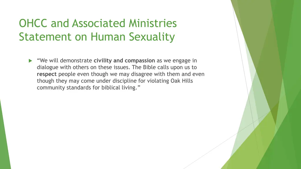 ohcc and associated ministries statement on human