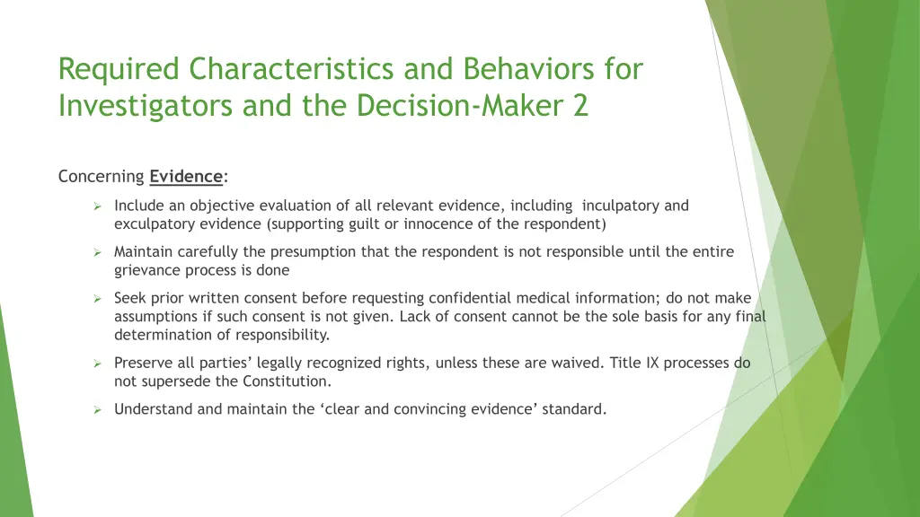 required characteristics and behaviors 1