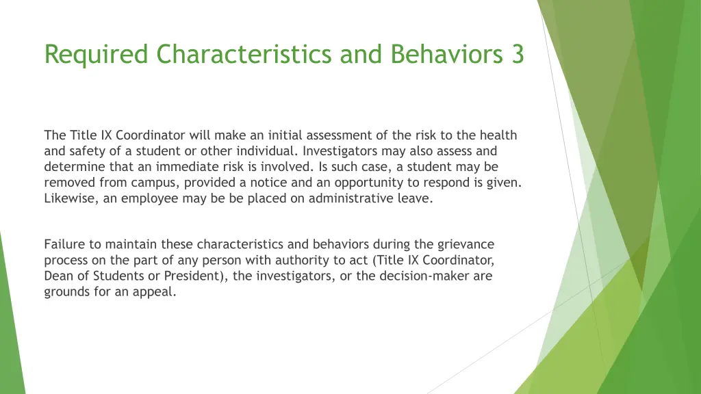 required characteristics and behaviors 3