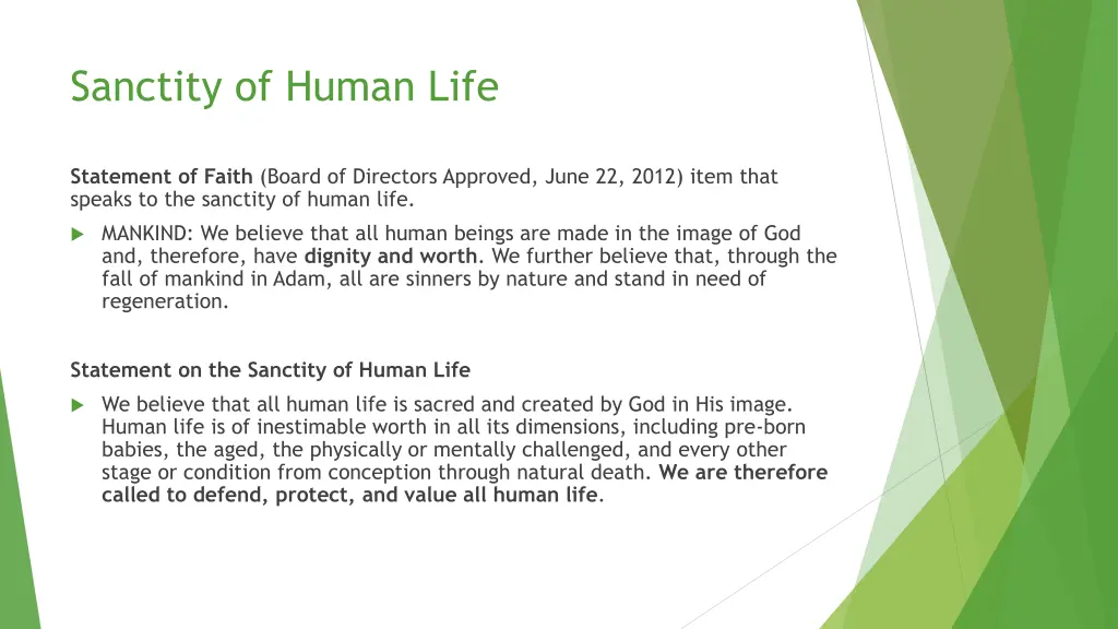 sanctity of human life