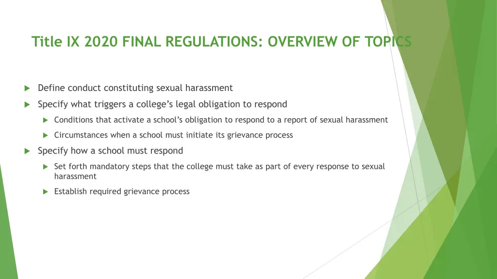 title ix 2020 final regulations overview of topics